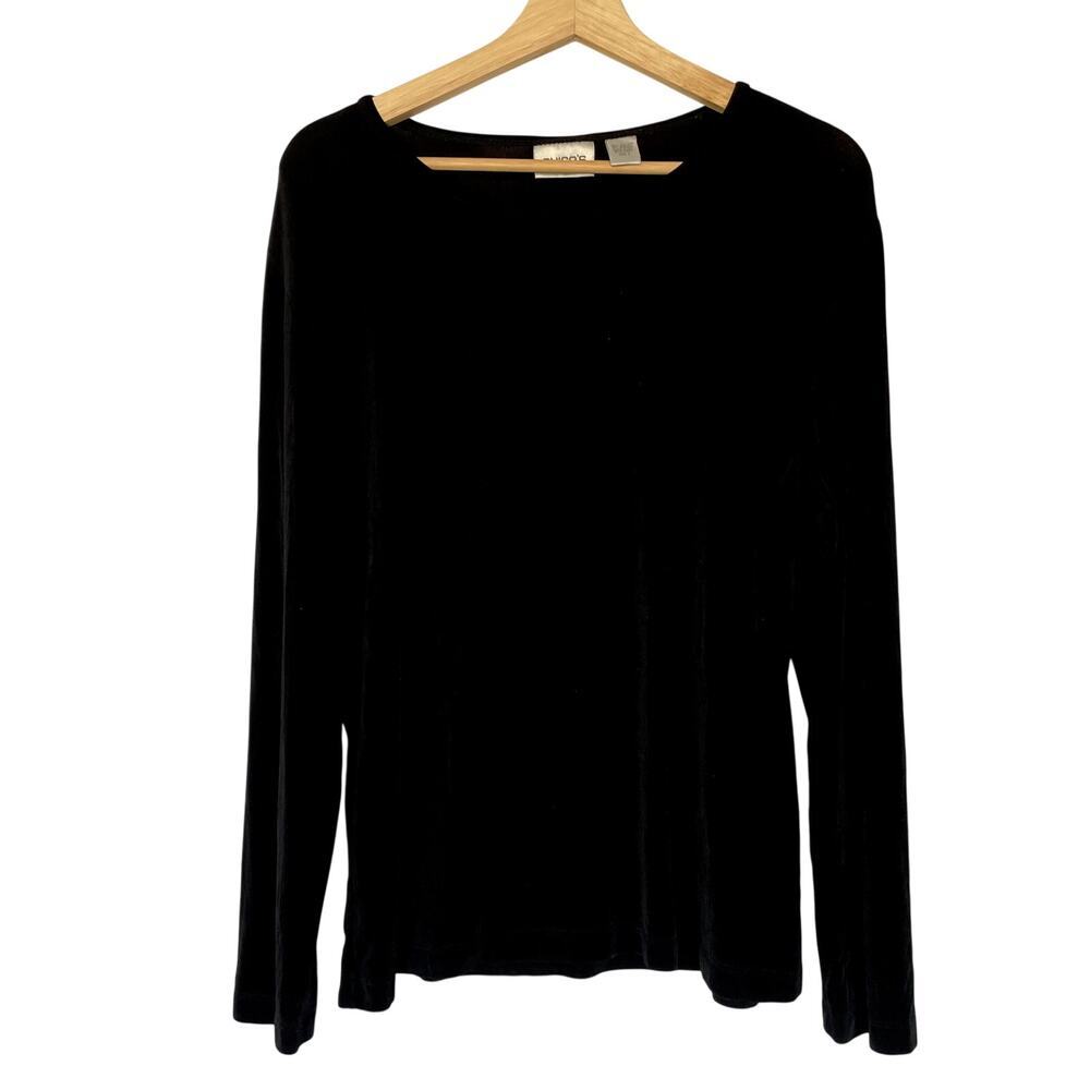 Chico's travelers black velvet long sleeved top casual flowy women's size XL